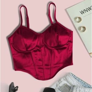 SEXY Satin Bustier Crop Cami Corset Top